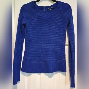 Women's American Eagle Knit Long Sleeve Zip Closure In Back Sweater Size XS Blue